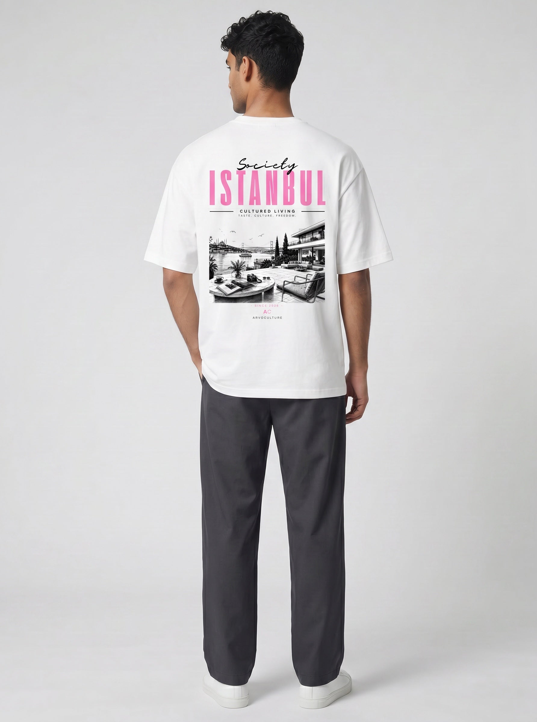 The Society Collection Istanbul Oversize Unisex Tişört - Beyaz