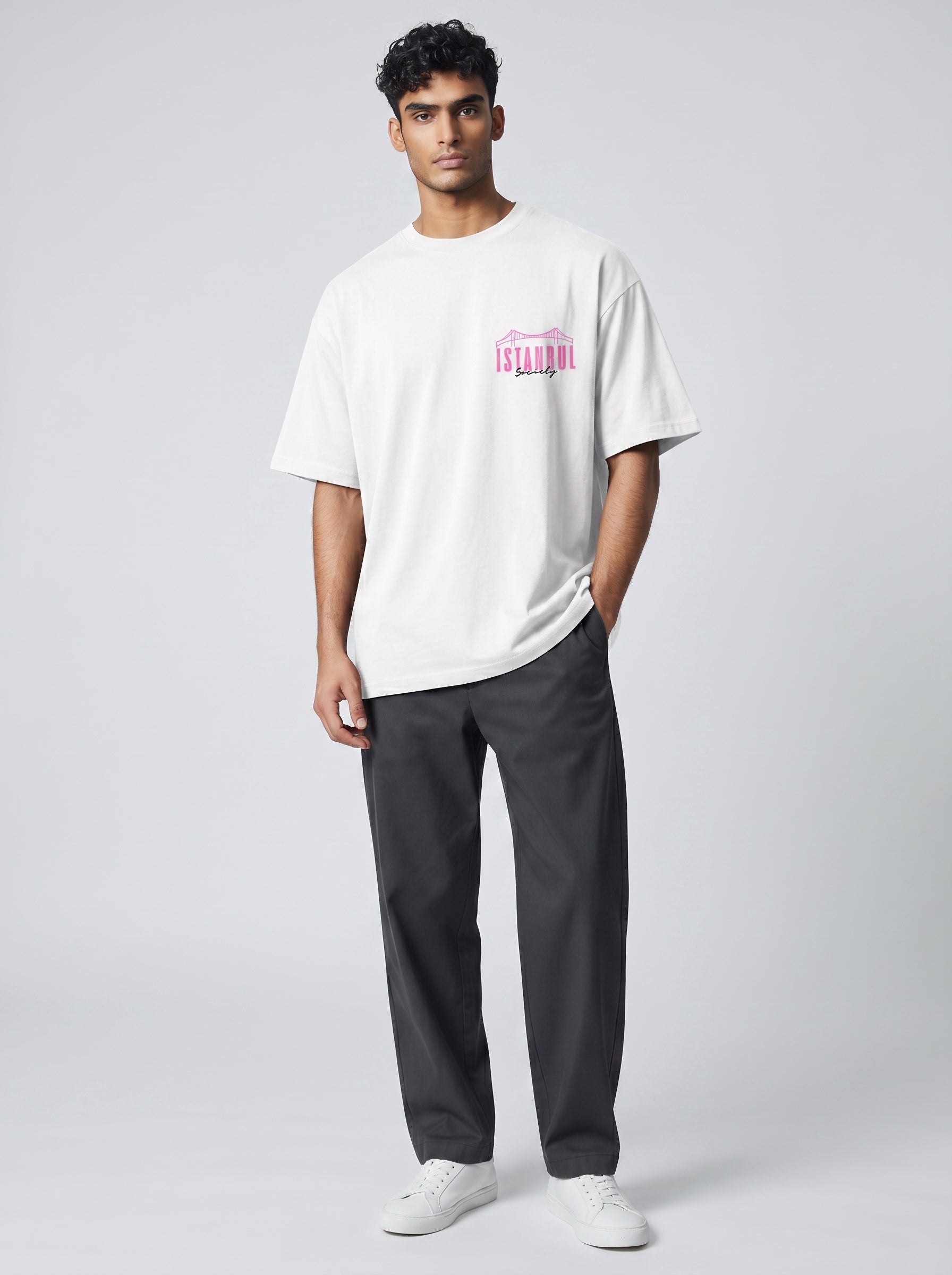 The Society Collection Istanbul Oversize Unisex Tişört - Beyaz
