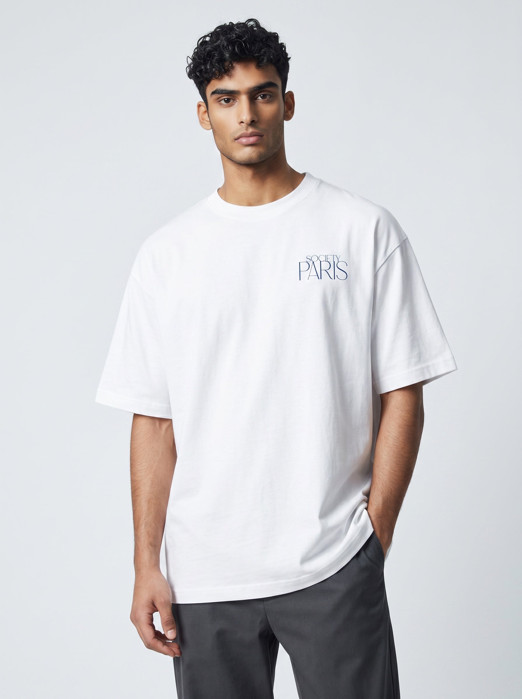 The Society Collection Paris Oversize Unisex Tişört - Beyaz