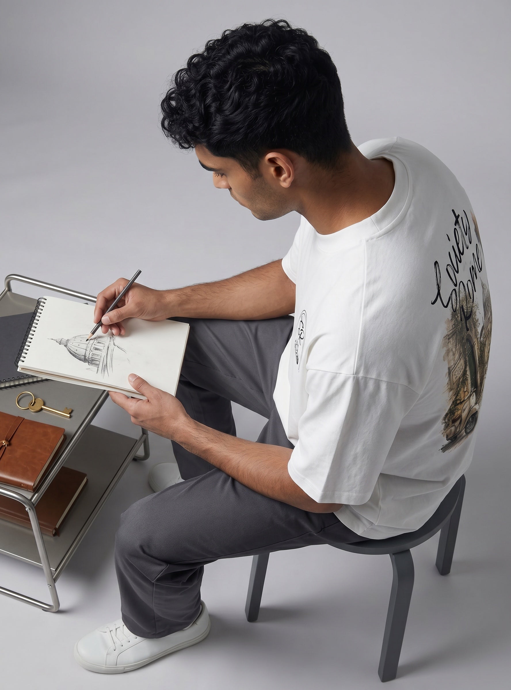 The Society Collection Rome Oversize Unisex Tişört - Beyaz