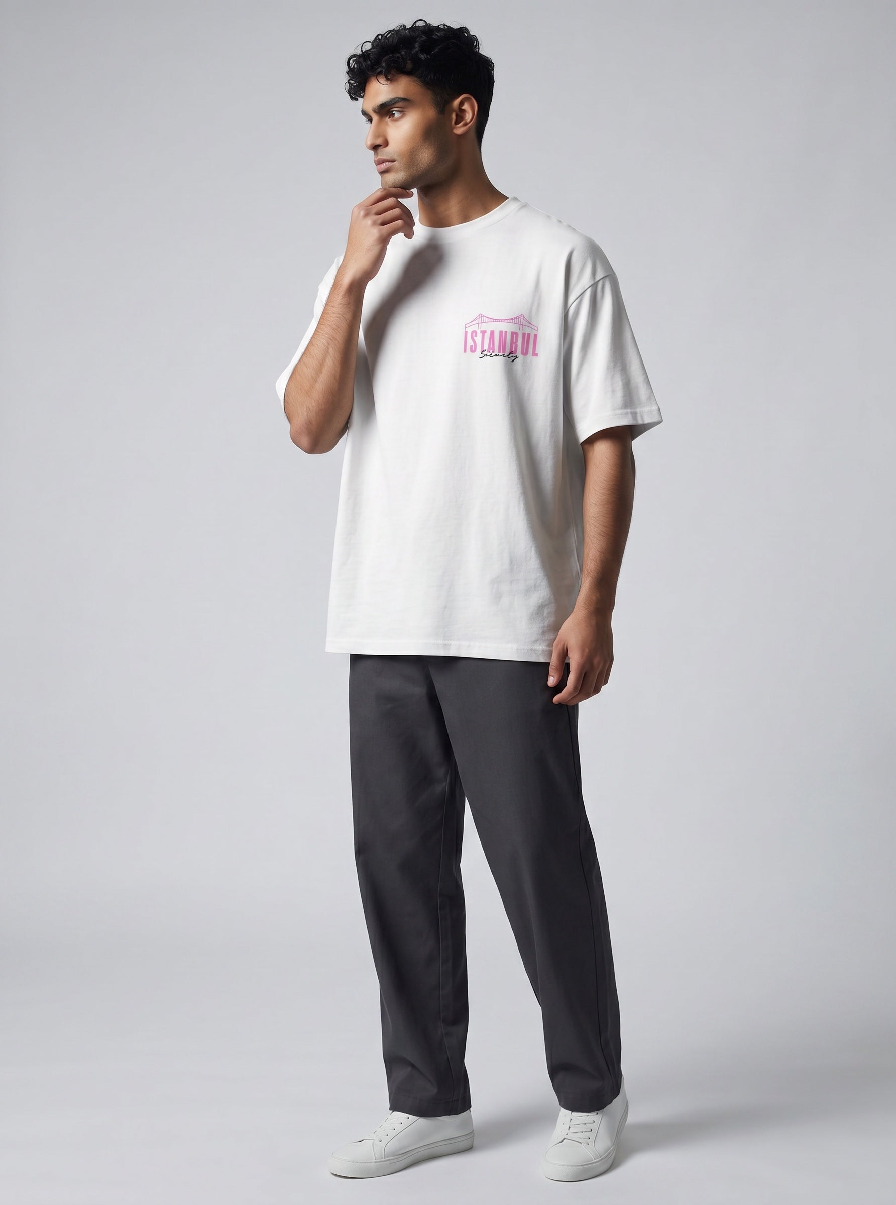 The Society Collection Istanbul Oversize Unisex Tişört - Beyaz