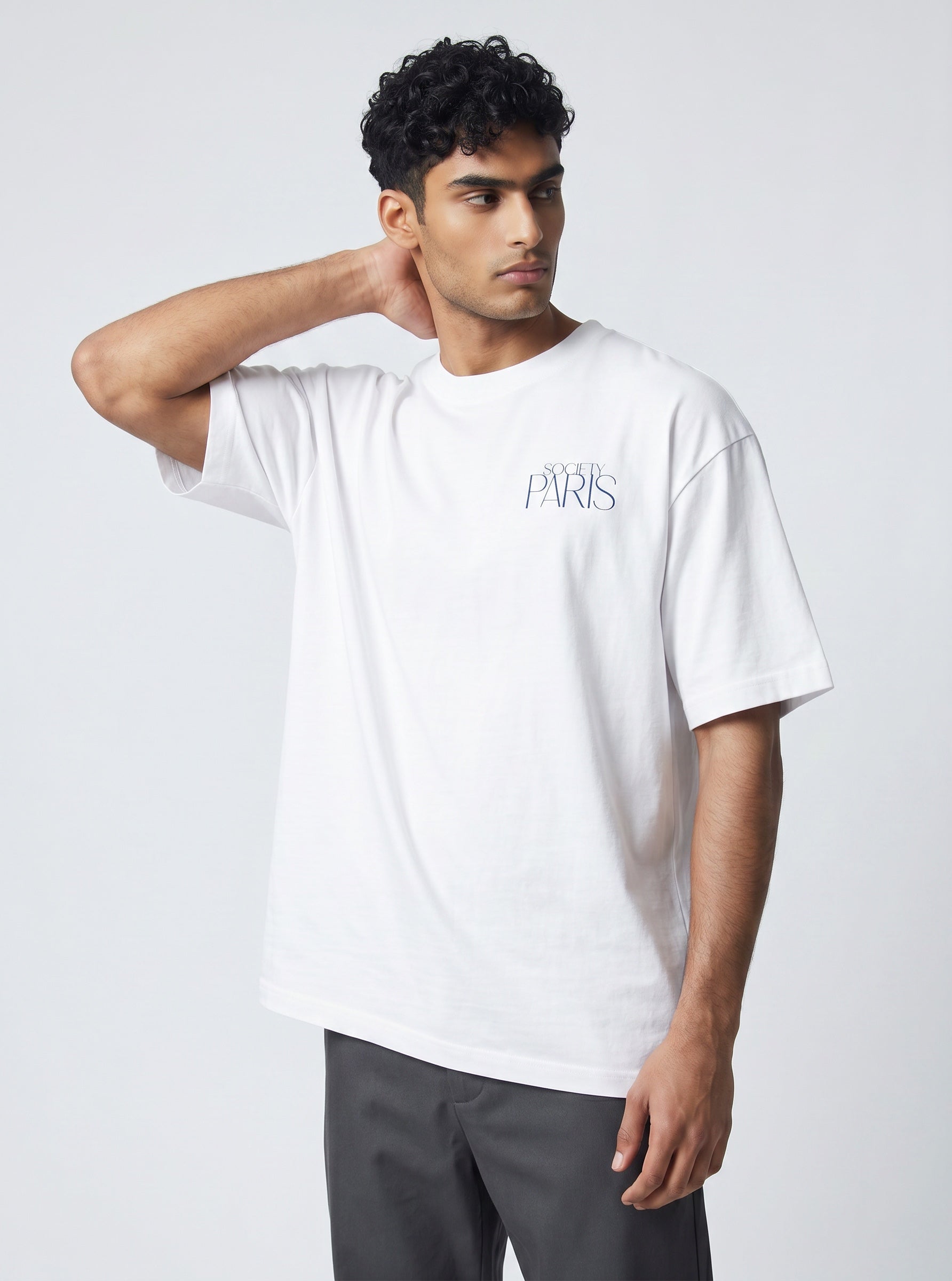 The Society Collection Paris Oversize Unisex Tişört - Beyaz
