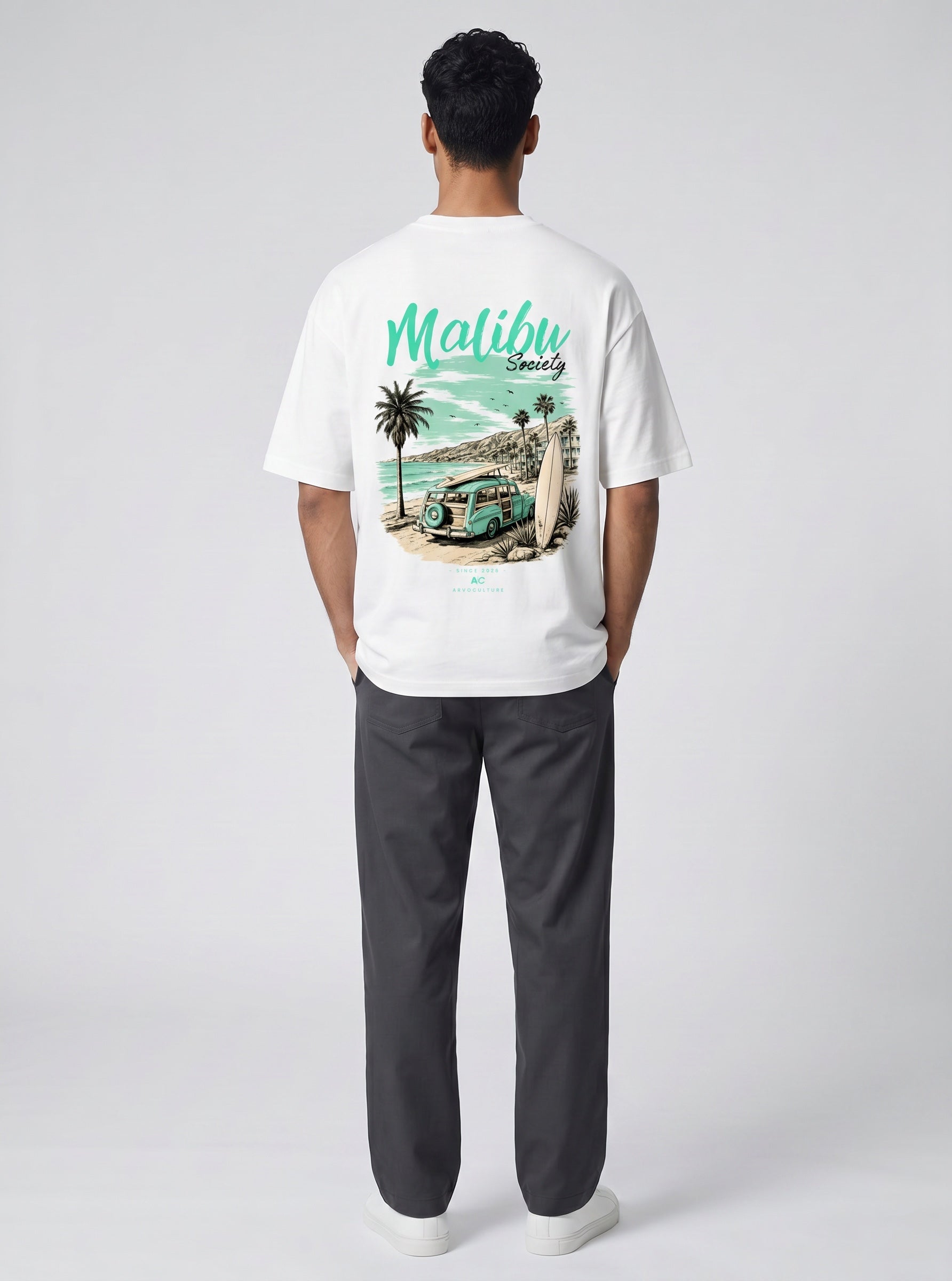 The Society Collection Malibu Oversize Unisex Tişört - Beyaz