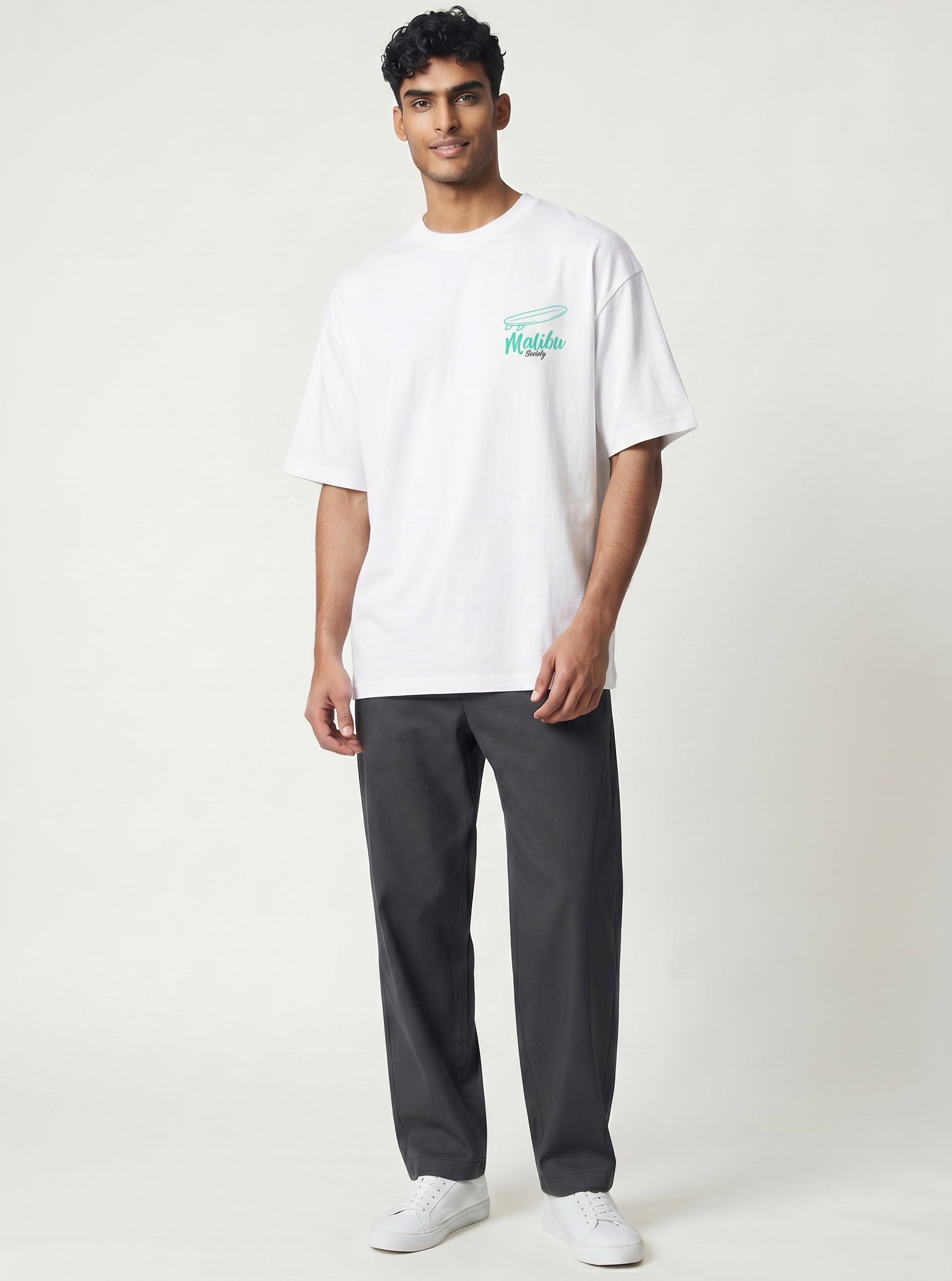 The Society Collection Malibu Oversize Unisex Tişört - Beyaz