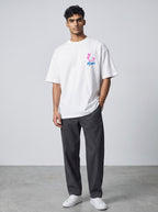 The Society Collection Miami Oversize Unisex Tişört - Beyaz