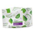 ArvoCulture LR ALOE VIA cleansing tissues with 30% aloe vera gel and organic wild rose extract. Gentle, alcohol-free makeup removal.