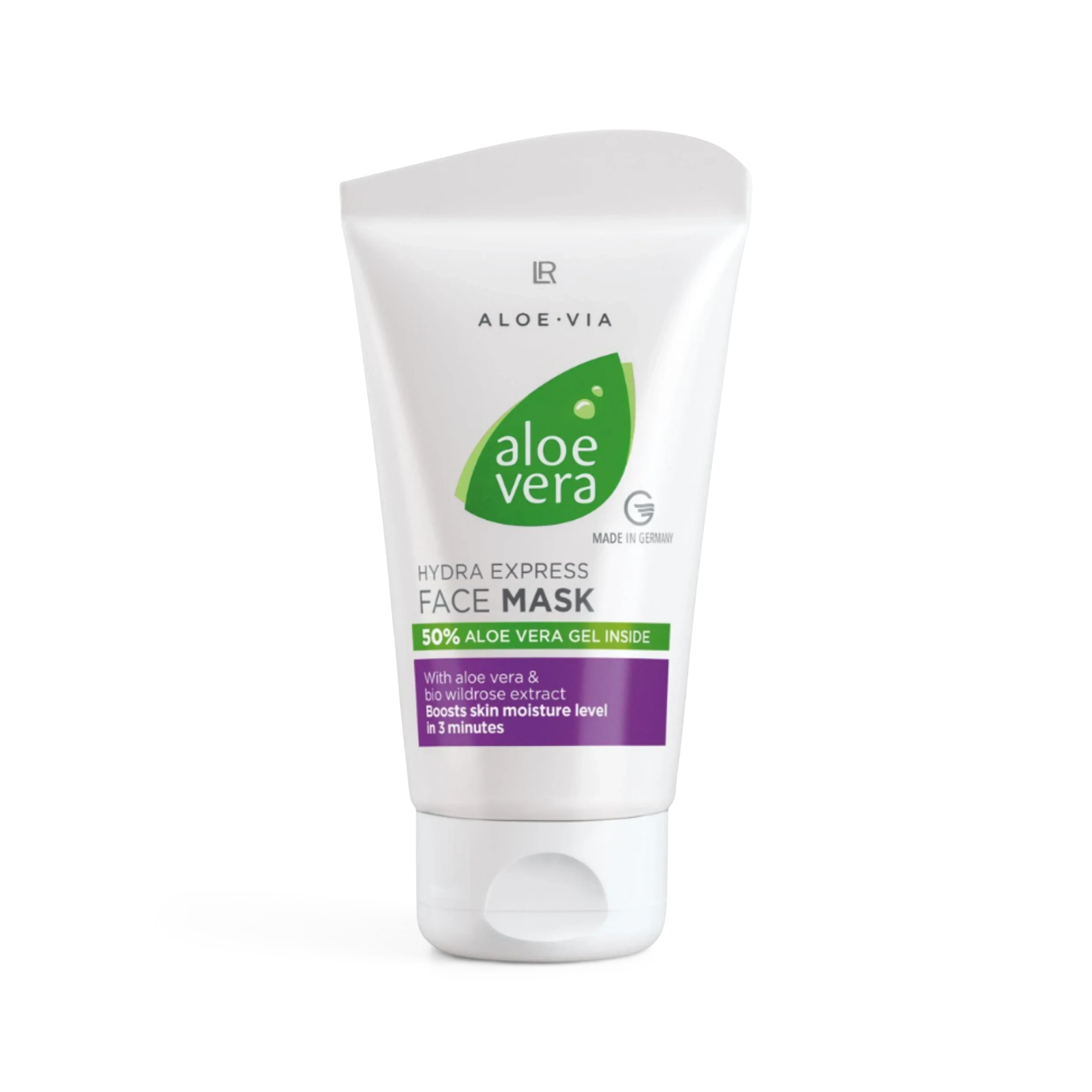 ArvoCulture LR Aloe Via Hydra Express Face Mask with 50% Aloe Vera Gel, boosts skin moisture in 3 minutes.