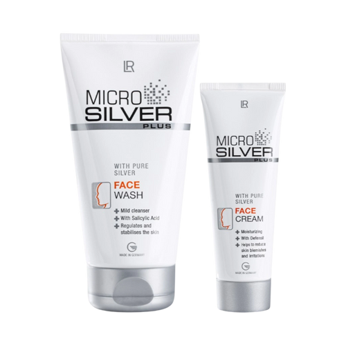 ArvoCulture LR Microsilver Plus Yüz Bakım Seti, yüz temizleme jeli ve yüz bakım kremi içerir. Hassas ciltler için.