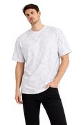 Erkek Asit Yıkama Bisiklet Yaka Kısa Kollu Oversize T-Shirt Tişört - Beyaz