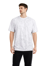 Erkek Asit Yıkama Bisiklet Yaka Kısa Kollu Oversize T-Shirt Tişört - Beyaz