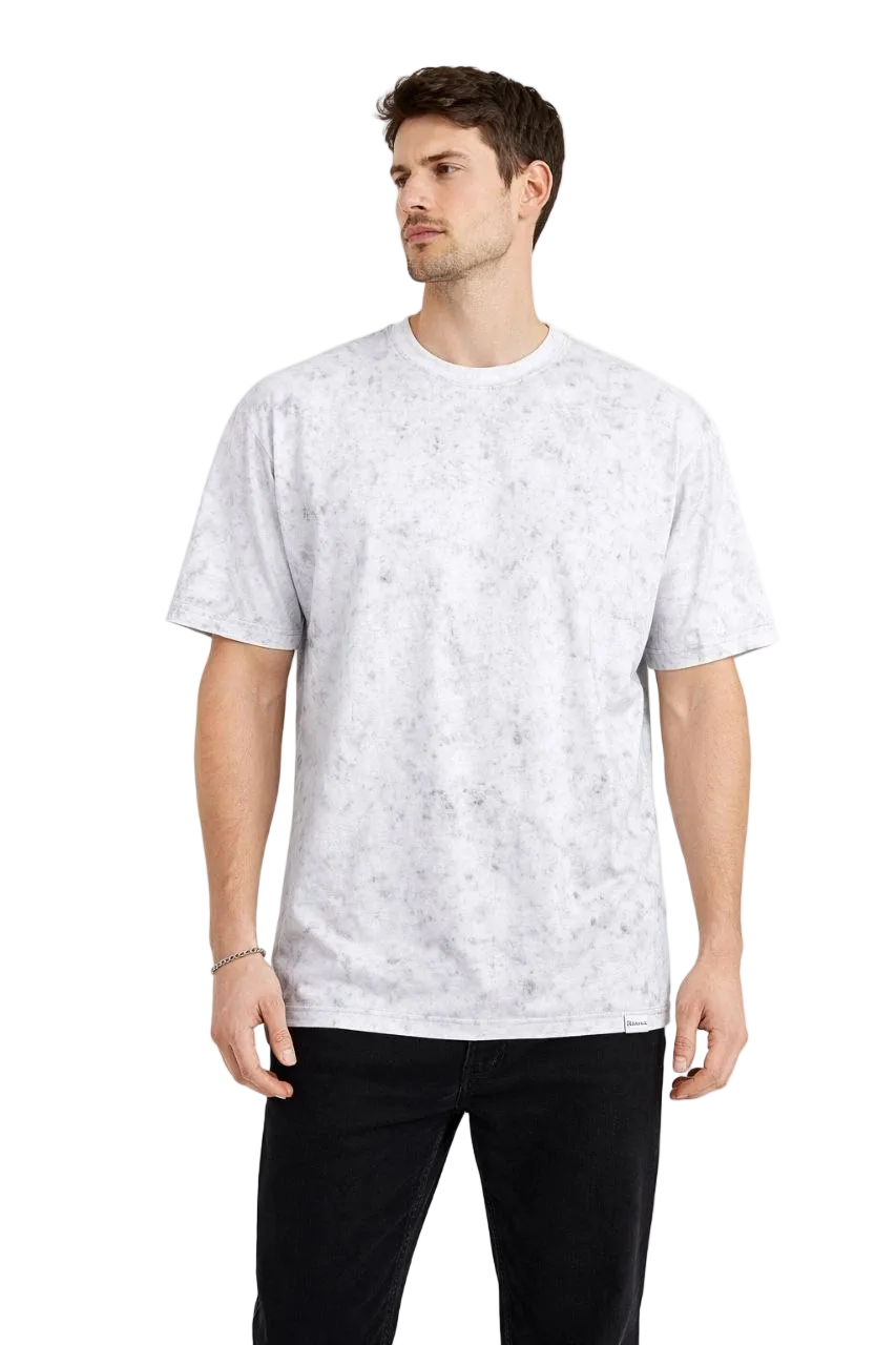 Erkek Asit Yıkama Bisiklet Yaka Kısa Kollu Oversize T-Shirt Tişört - Beyaz