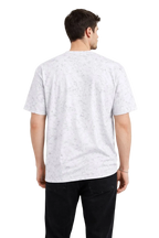 Erkek Asit Yıkama Bisiklet Yaka Kısa Kollu Oversize T-Shirt Tişört - Beyaz