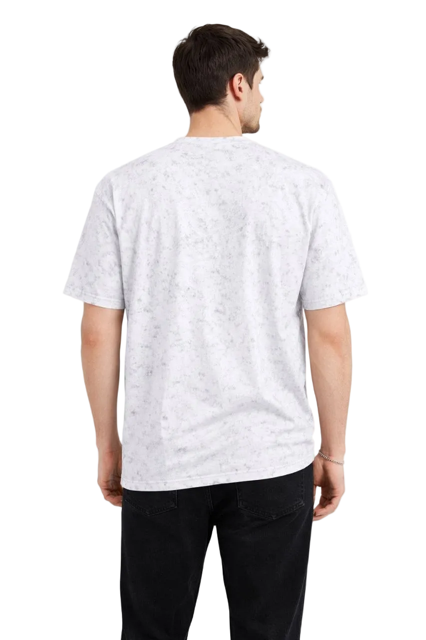 Erkek Asit Yıkama Bisiklet Yaka Kısa Kollu Oversize T-Shirt Tişört - Beyaz
