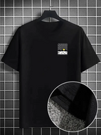 Erkek Tişört Dağ Grafikli Kısa kollu Yazlık T-shirt - Siyah