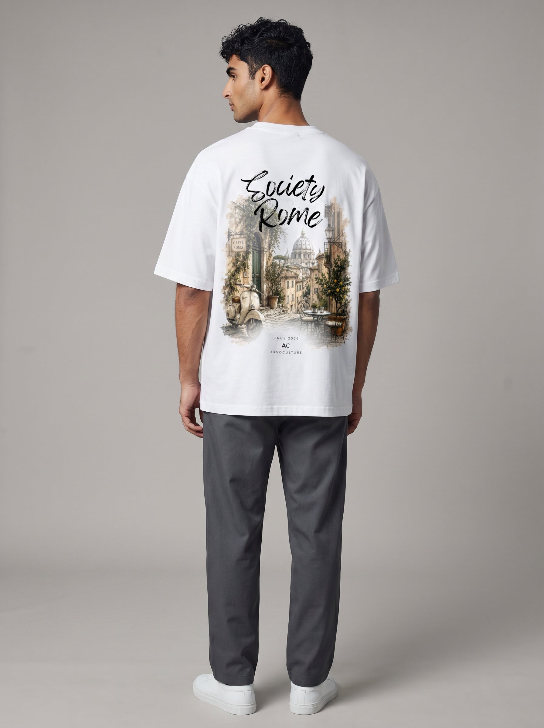 The Society Collection Rome Oversize Unisex Tişört - Beyaz